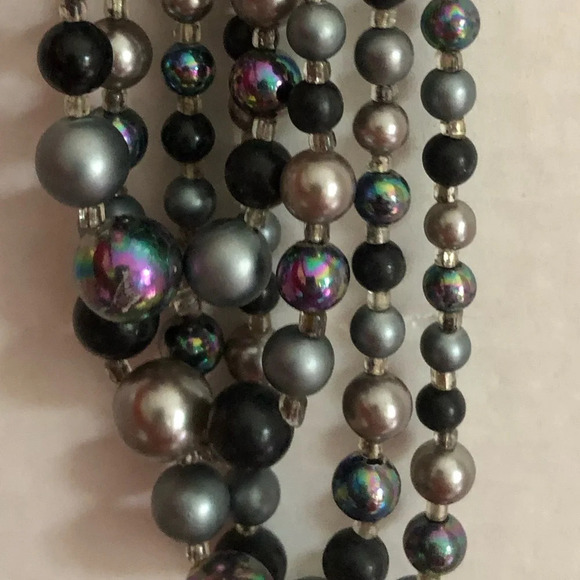 Faux Black Pearl Multi-strand Necklace - Picture 5 of 7